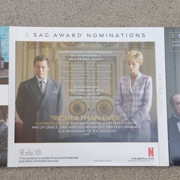 FOR YOUR CONSIDERATION - The Crown Season 5, SAG 3x DVD Screener - Picture 10 of 12